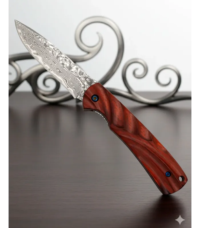 Canivete de campo marca Albainox lâmina damasco, staminca CNC (17,50 cm). ⚔️