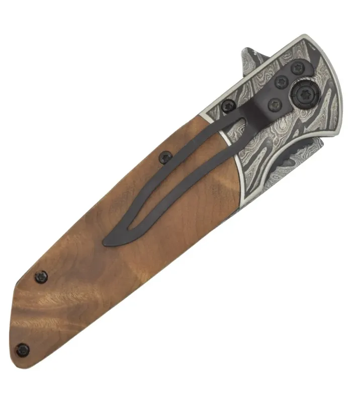 Coltello pieghevole SCK con lama imitazione motivo Damasco ⚔️