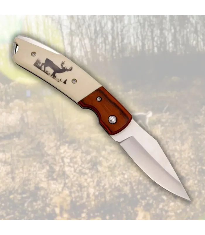 Third-mærke lommekniv med dekoreret hjort (19,2 cm) ⚔️