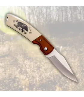 Zakmes van Third merk, met een versierd handvat met een wild zwijn (19,2 cm) ⚔️