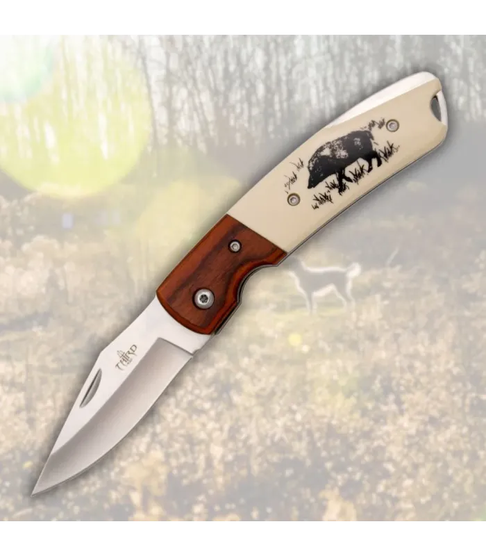 Couteau de marque Third, mango décoré avec un sanglier (19,2 cm) ⚔️