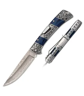 Zakmes van het merk Albainox Damast staal blauw stamina (21,8 cm). ⚔️