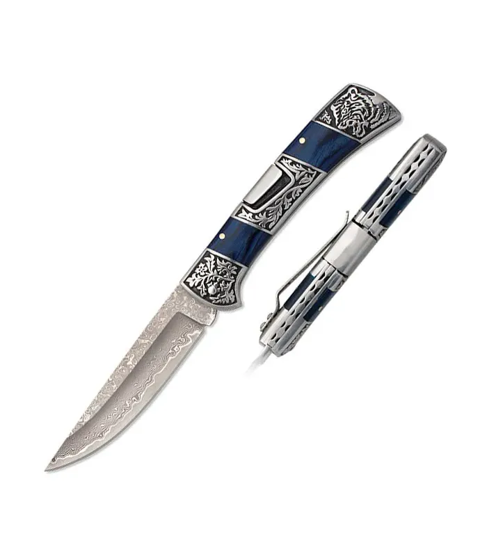 Navaja marca Albainox damasco estamina azul (21,8 cm.) ⚔️