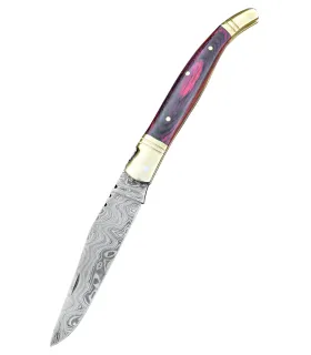 Navaja acero damasco estilo Laguiole con funda (22 cm.) ⚔️