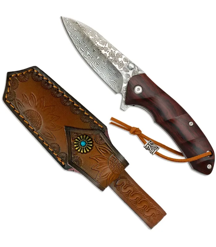 Canivete marca Albainox aço damasco, com estojo (7,40 cm) ⚔️