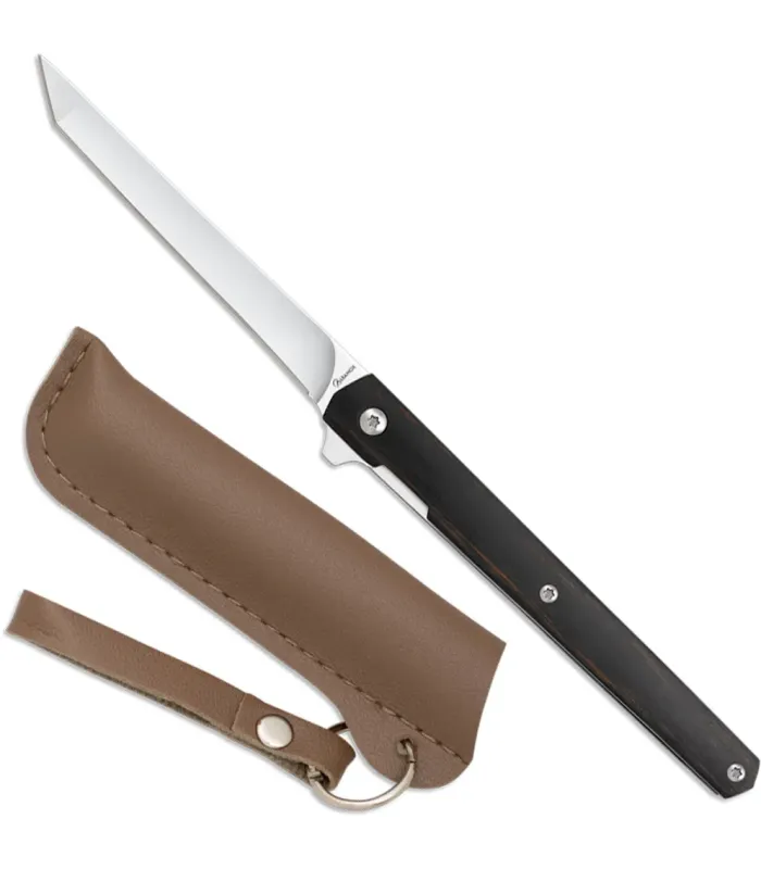 Albainox merk zakmes van zwart hout met schede (9,30 cm.) ⚔️