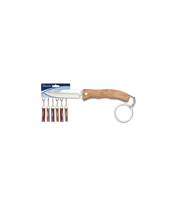 Albainox nøglekniv med nøglering, assorterede farver (11,6 cm.) ⚔️