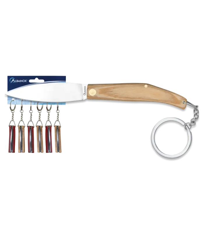 Albainox nøglekniv med nøglering, assorterede farver (11,3 cm.) ⚔️