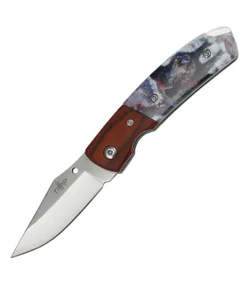 Zakmes merk Third met 3D versierd handvat van wild zwijn (15,9 cm.) ⚔️