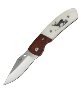 Zakmes merk Third met versierd handvat van Eland (15,9 cm) ⚔️