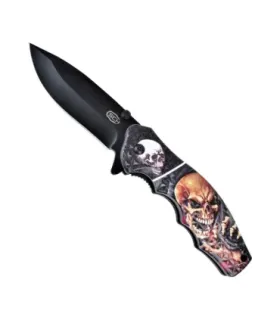 Navaja táctica asistida SCK calaveras (largo 19,8 cm.) ⚔️