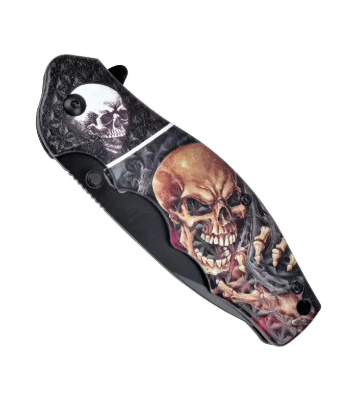 Couteau tactique assisté SCK crânes (longueur 19,8 cm.) ⚔️