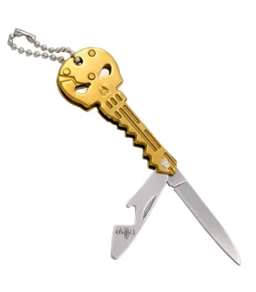 Chaveiro Caveira, Canivete e Abridor de Garrafas Amarelo ⚔️