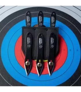 Ensemble de 3 couteaux lanceurs, acier noir, avec 1 contrepoids et étui ⚔️