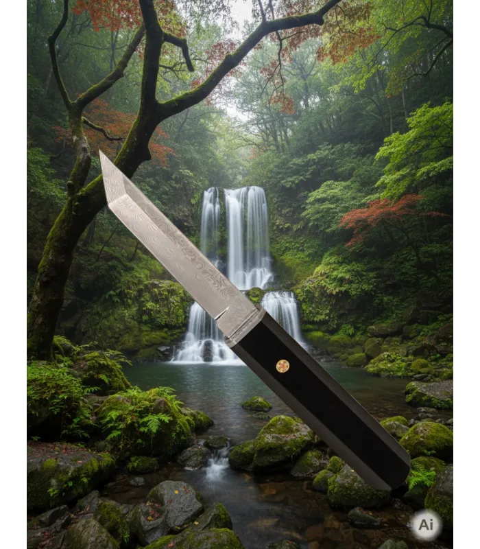Cuchillo aventura Albainox hoja damasco tanto brillante (21,50 cm.) ⚔️