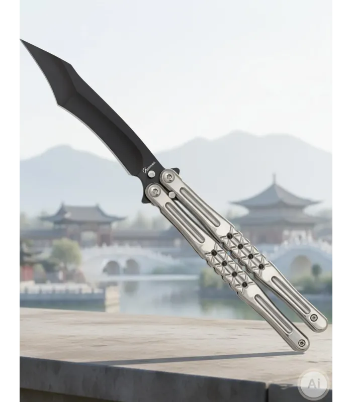 Canivete leque Albainox com cabo acabado em aço (23,40 cm). ⚔️