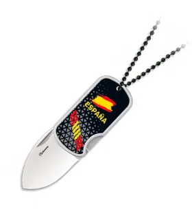 Spaans vlag zakmes 3D met kralenhanger, lemmet 4 cm ⚔️
