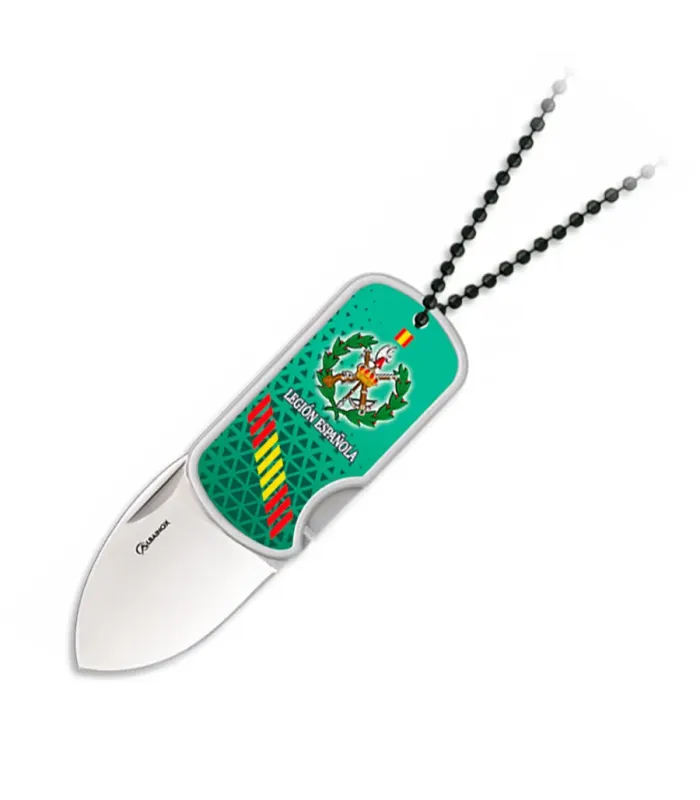 Navaja Legión española 3D con colgante de bolas, hoja 4 cm ⚔️