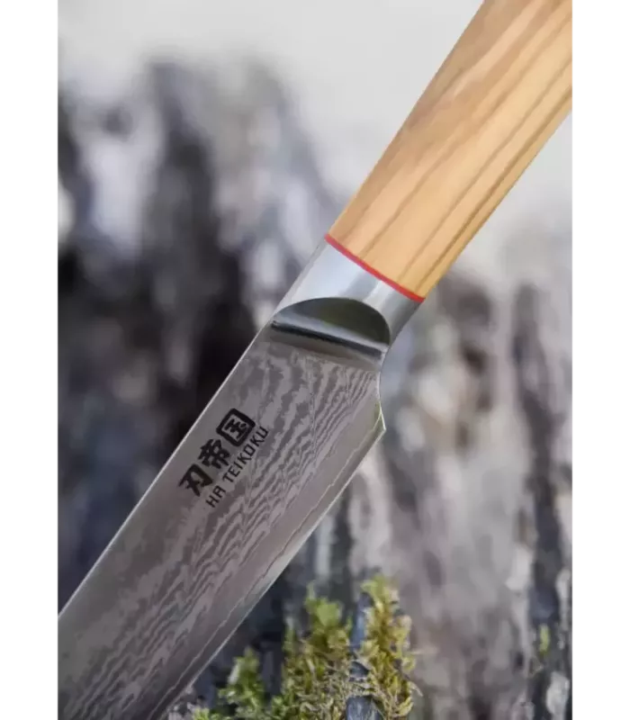 Faca de Cozinha Fatiador Ha Teikoku, lâmina de Aço Damasco (33 cm). ⚔️