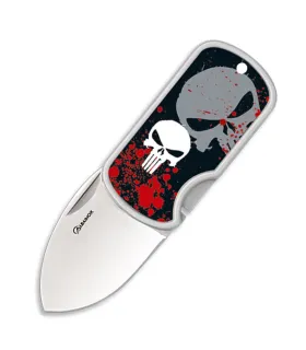 Couteau skull 3D avec clip, lame de 4 cm ⚔️