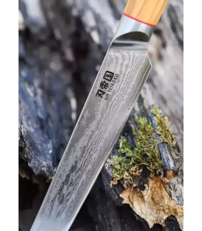 Faca de Cozinha Fatiador Ha Teikoku, lâmina de Aço Damasco (33 cm). ⚔️