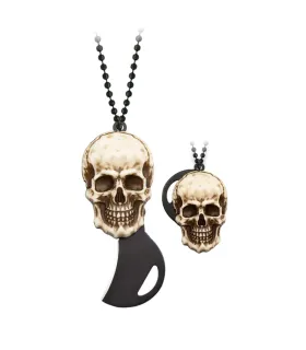 Mini couteau avec chaîne et manche Tête de Mort, lame de 3 cm. ⚔️