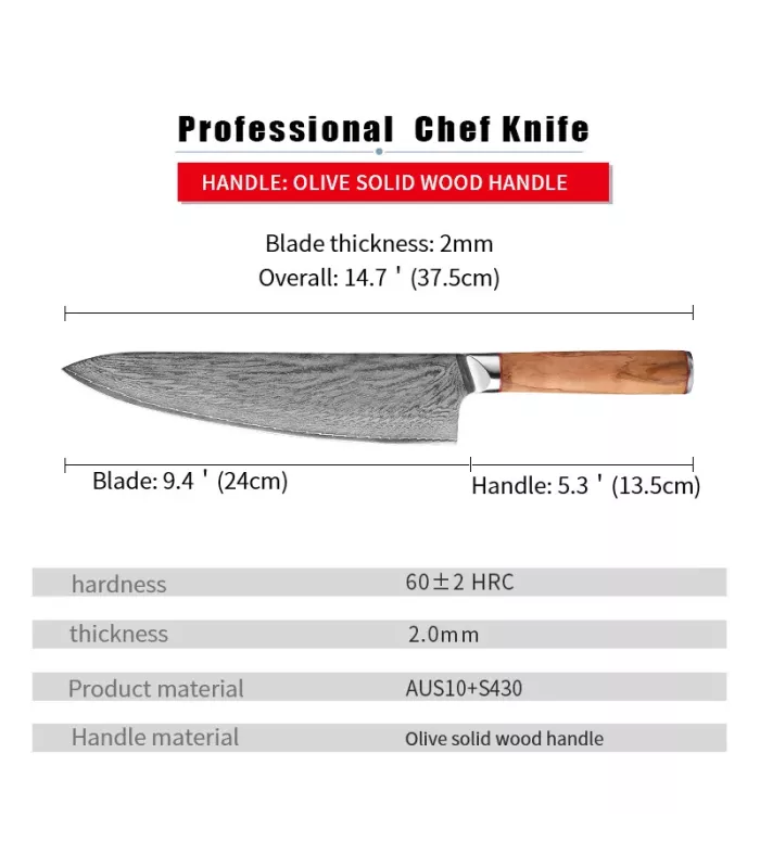 Kochmesser Chef Ha Teikoku, Damaststahlklinge (37 cm) ⚔️