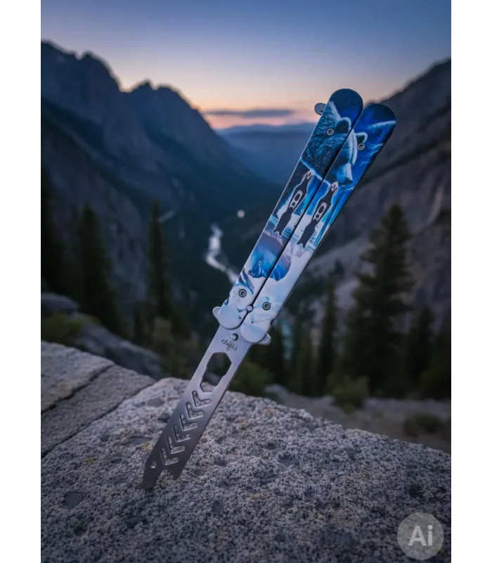 Couteau éventail Third multifonction avec poignée fantaisie Ours (21,7 cm.) ⚔️