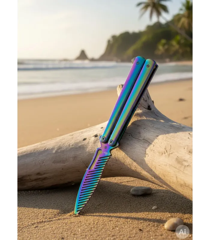 Navaja abanico Third estilo peine rainbow (22,4 cm.) ⚔️