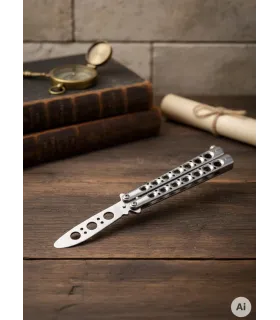 Fan-shaped practice knife with third finish, shiny, with holes (22.6 cm.) ⚔️