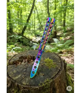 Rainbow-Übungsmesser im Fächer-Design Third, fertiggestellt mit Löchern (22,6