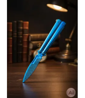Fan Knife Third style blue shiny comb (22.4 cm.) ⚔️
