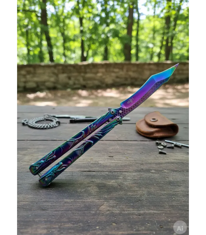 Navaja abanico Third dragón acabado rainbow (23,5 cm.) ⚔️