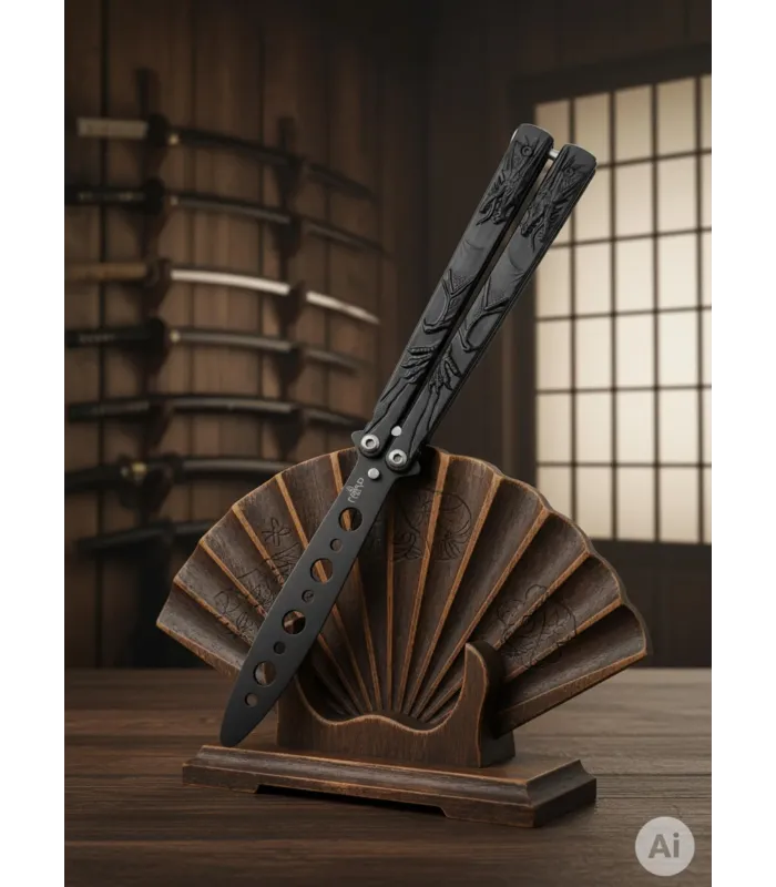 Navaja abanico de práctica Third dragón negro (23,6 cm.) ⚔️