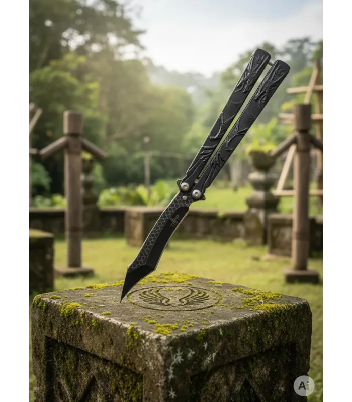 Navaja ventaglio Third design drago nero (23,6 cm.) ⚔️