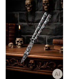Folding Fan Knife Third Design Skulls (22.5 cm.) ⚔️