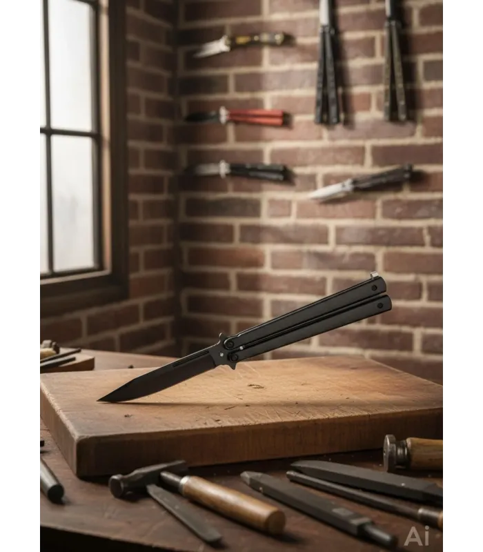 Fan-shaped Pocket Knife Third stainless steel, blackened finish (22.5 cm.) ⚔️