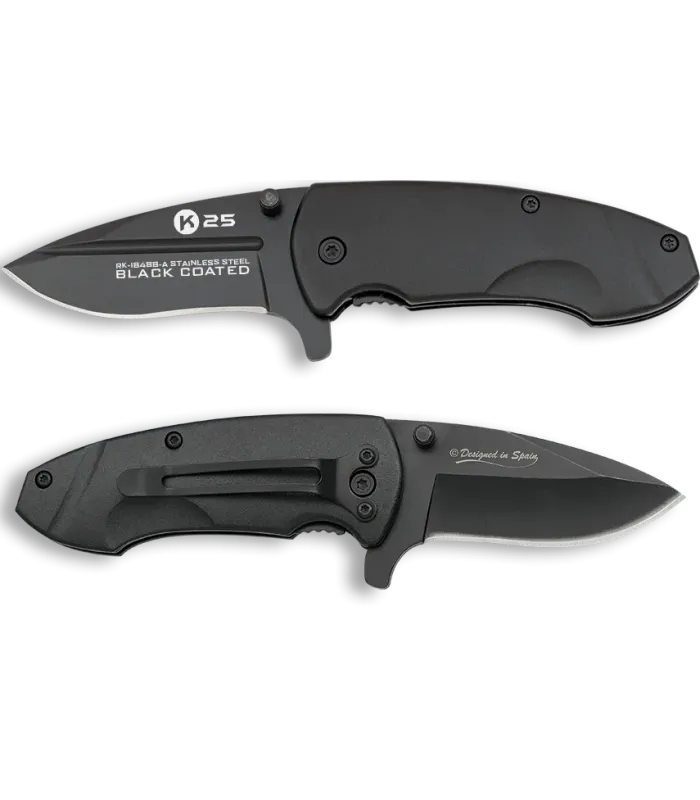 K25 Titanium-Coated Pocket Knife with Belt Clip ⚔️