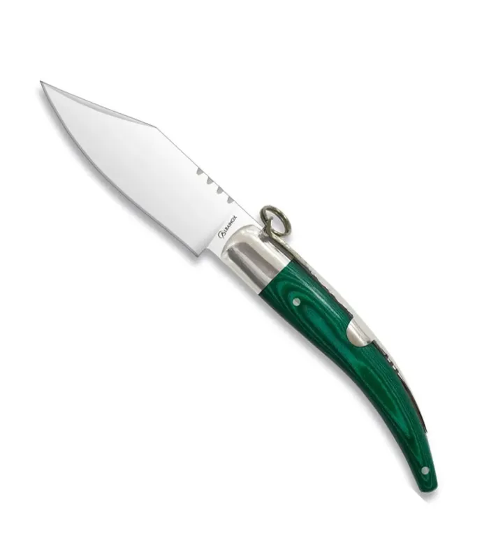 Canivete virola e anel de cor verde (19 cm.) ⚔️