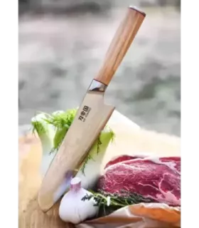 Santoku Keukenscherpmes Santoku Ha Teikoku, Damast staal blad (31,5 cm.) ⚔️
