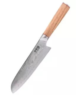 Santoku Keukenscherpmes Santoku Ha Teikoku, Damast staal blad (31,5 cm.)