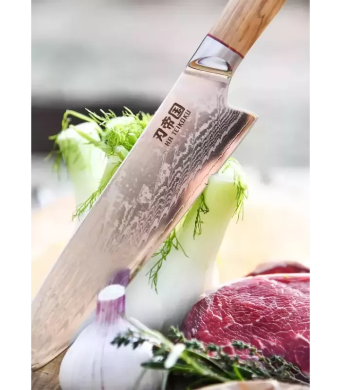 Santoku Keukenscherpmes Santoku Ha Teikoku, Damast staal blad (31,5 cm.) ⚔️