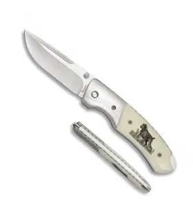 Deluxe Pocket Knife with Hunting Dog, Decorated ABS Handle ⚔️