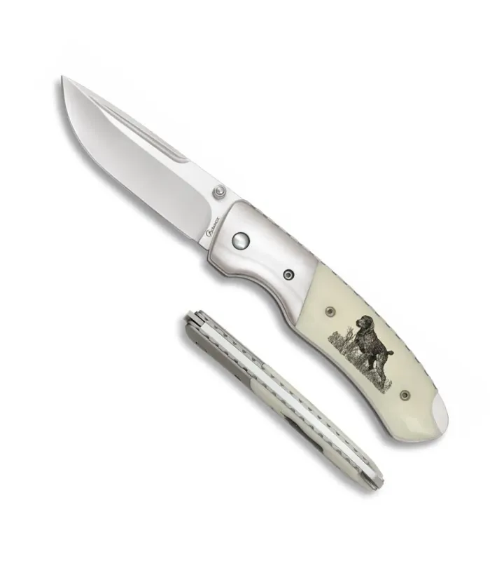 Deluxe lommekniv med jagthund, ABS-håndtag dekoreret ⚔️