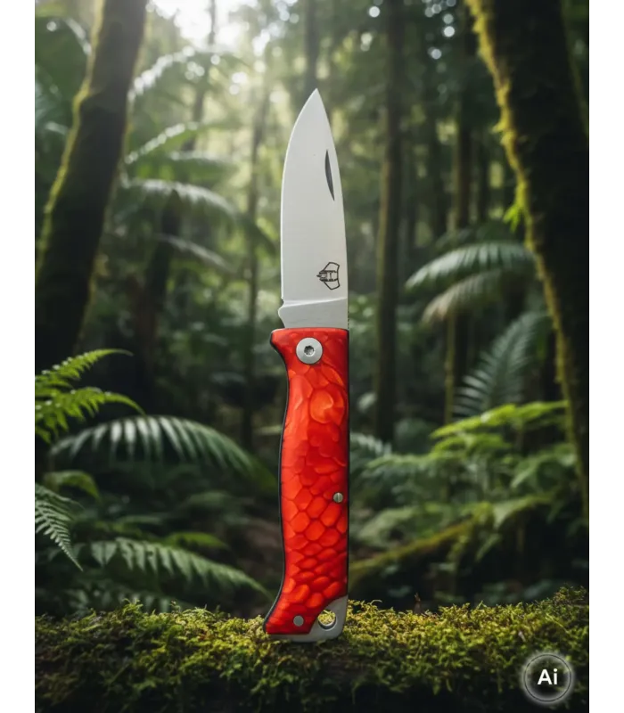 Canivete de caça Cudeman modelo MT-10 vermelho acetinado (com estojo) ⚔️