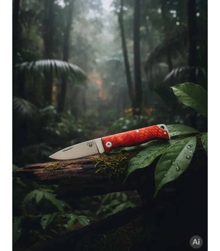 Jachtmes Cudeman model MT-10 rood satijn (met schede) ⚔️