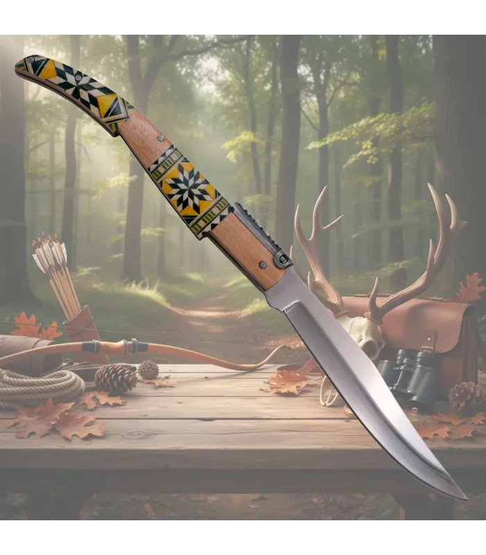 Canivete de catraca decorado Third da série Mapple Wood (24 cm.) ⚔️