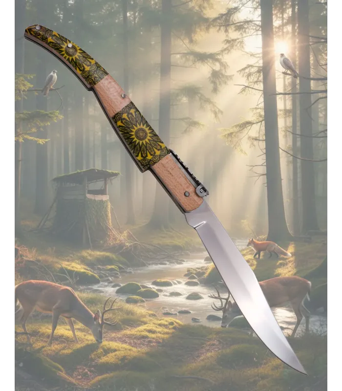 Couteau à cran d'arrêt décoré Third de la série Bois d'Érable (24 cm.) ⚔️