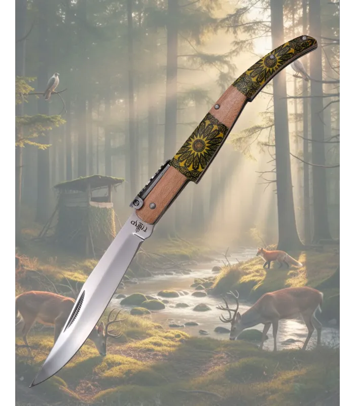 Navaja a manovella decorata Third della serie Legno d'Acero (24 cm.) ⚔️
