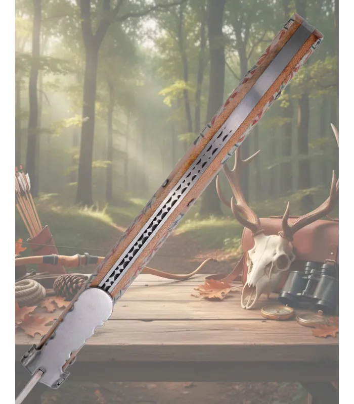 Canivete carraca taraceada Terceiro da série Madeira Carvalho (24 cm.) ⚔️